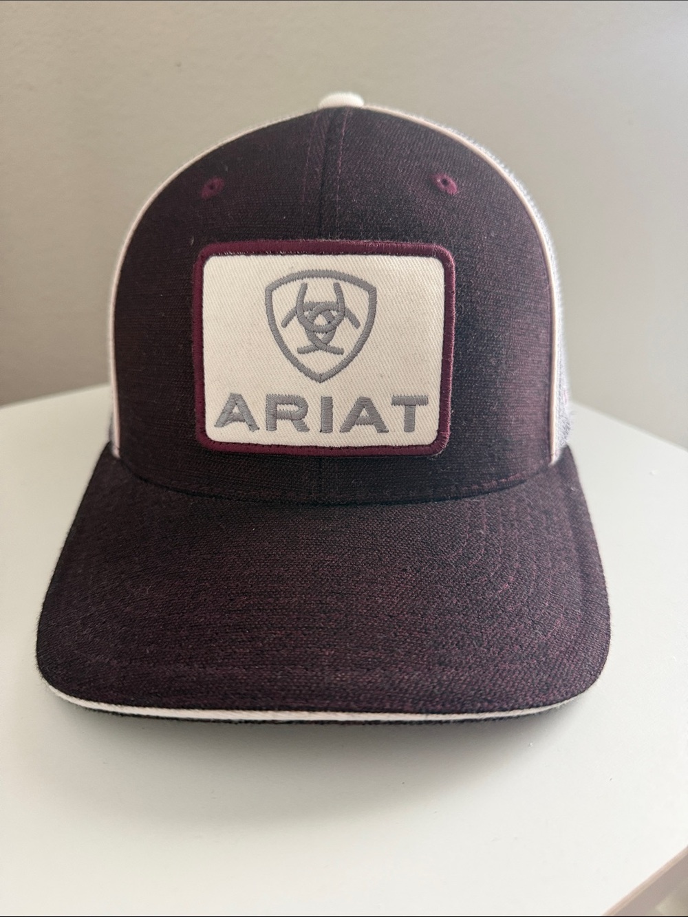 Ariat Maroon and White Patch Front Snapback Hat